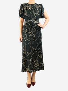 Dark pine gathered waist midi dress - size UK 10 Dresses Victoria Beckham 