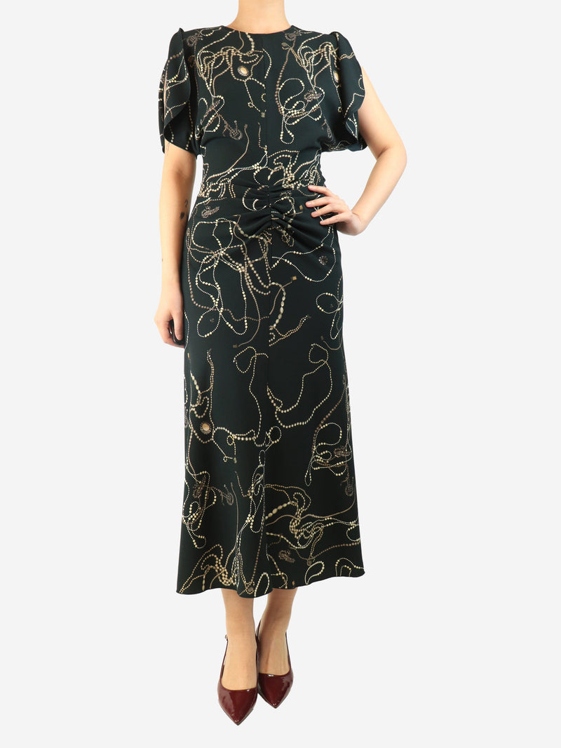 Dark pine gathered waist midi dress - size UK 10 Dresses Victoria Beckham 