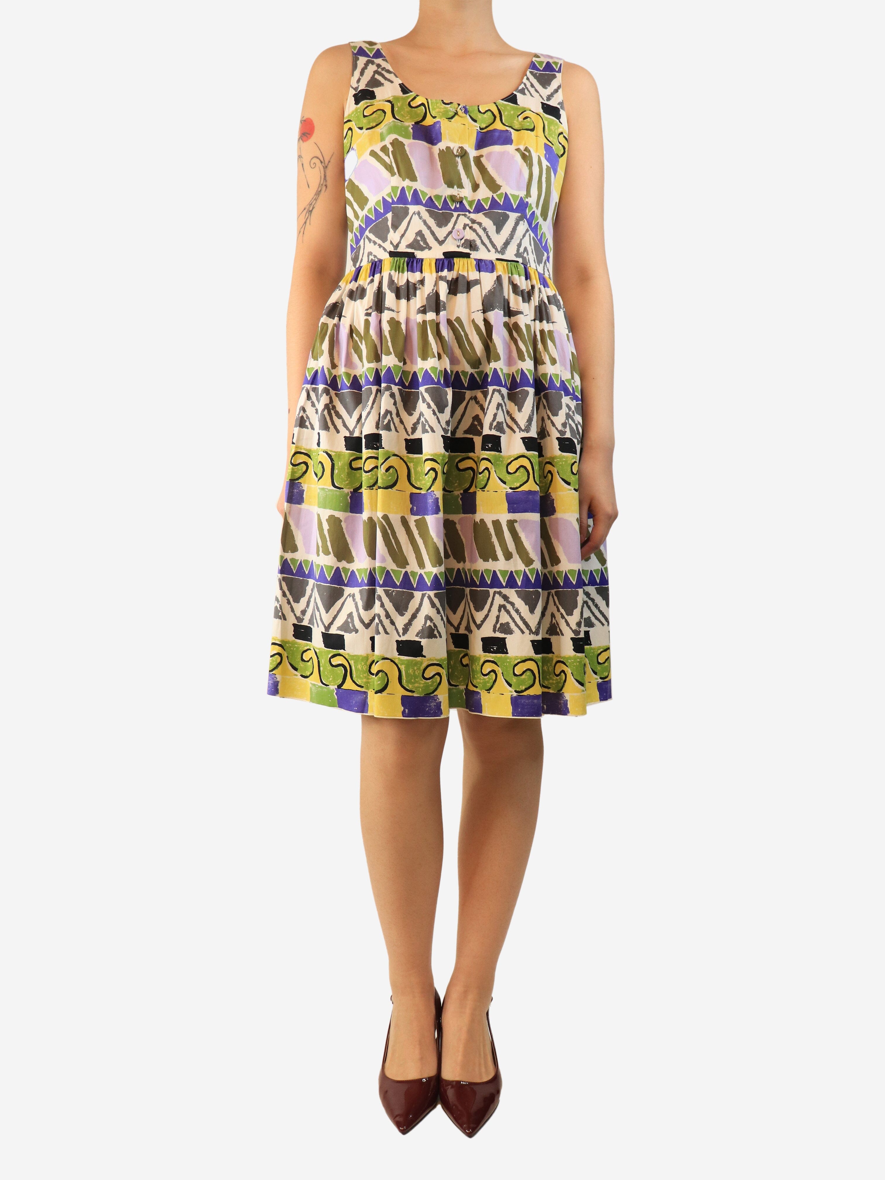 White sleeveless printed dress - size UK 12 Dresses Prada 