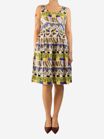 White sleeveless printed dress - size UK 12 Dresses Prada 