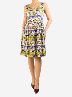 White sleeveless printed dress - size UK 12 Dresses Prada 