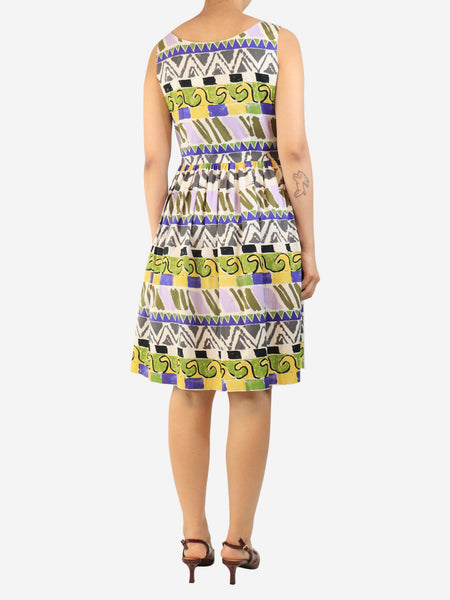White sleeveless printed dress - size UK 12 alternate image