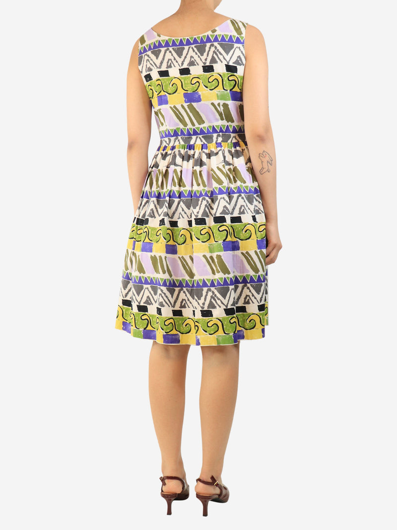 White sleeveless printed dress - size UK 12 Dresses Prada 