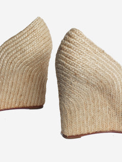 Brown tie front espadrille wedges - size EU 39 (UK 6)