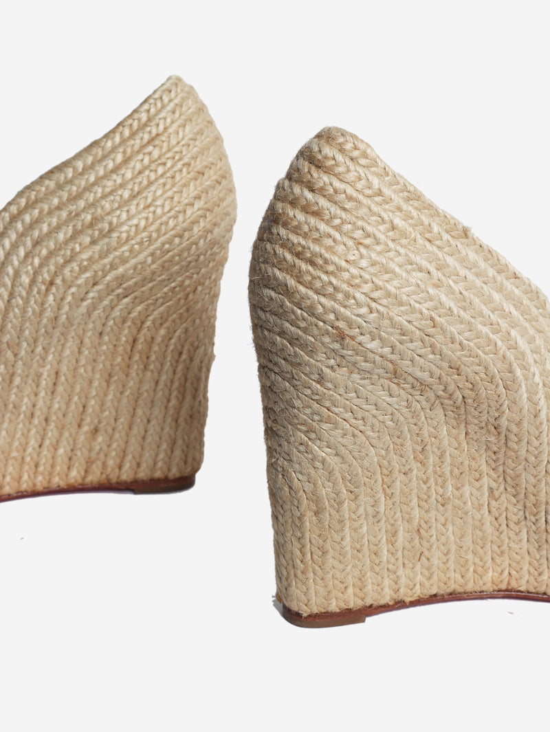 Brown tie front espadrille wedges - size EU 39 (UK 6)