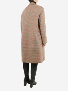 Joseph Brown double-breasted houndstooth coat - size UK 8