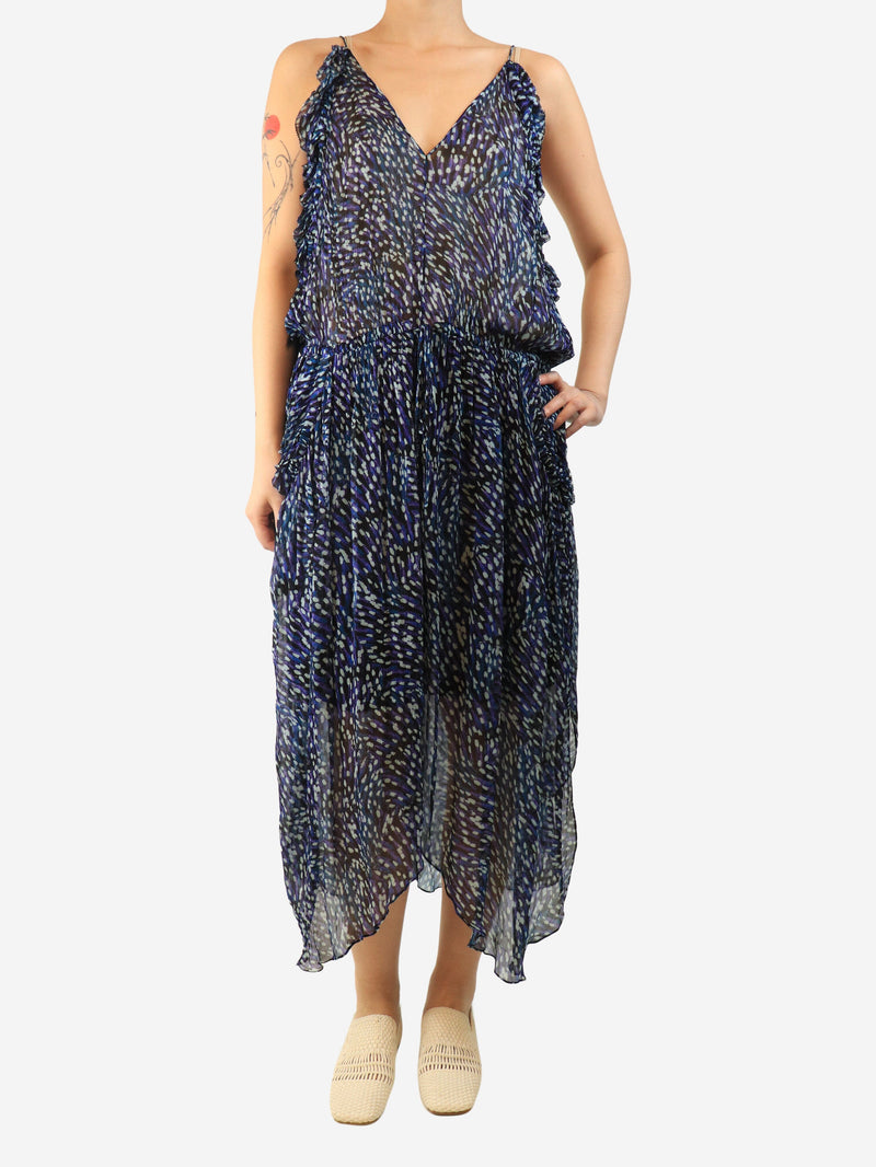 Blue chiffon printed slip dress - size UK 12 Dresses Marant Etoile 