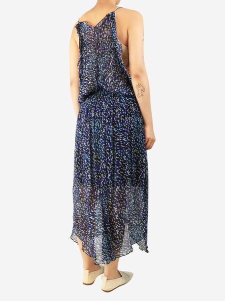Blue chiffon printed slip dress - size UK 12 alternate image