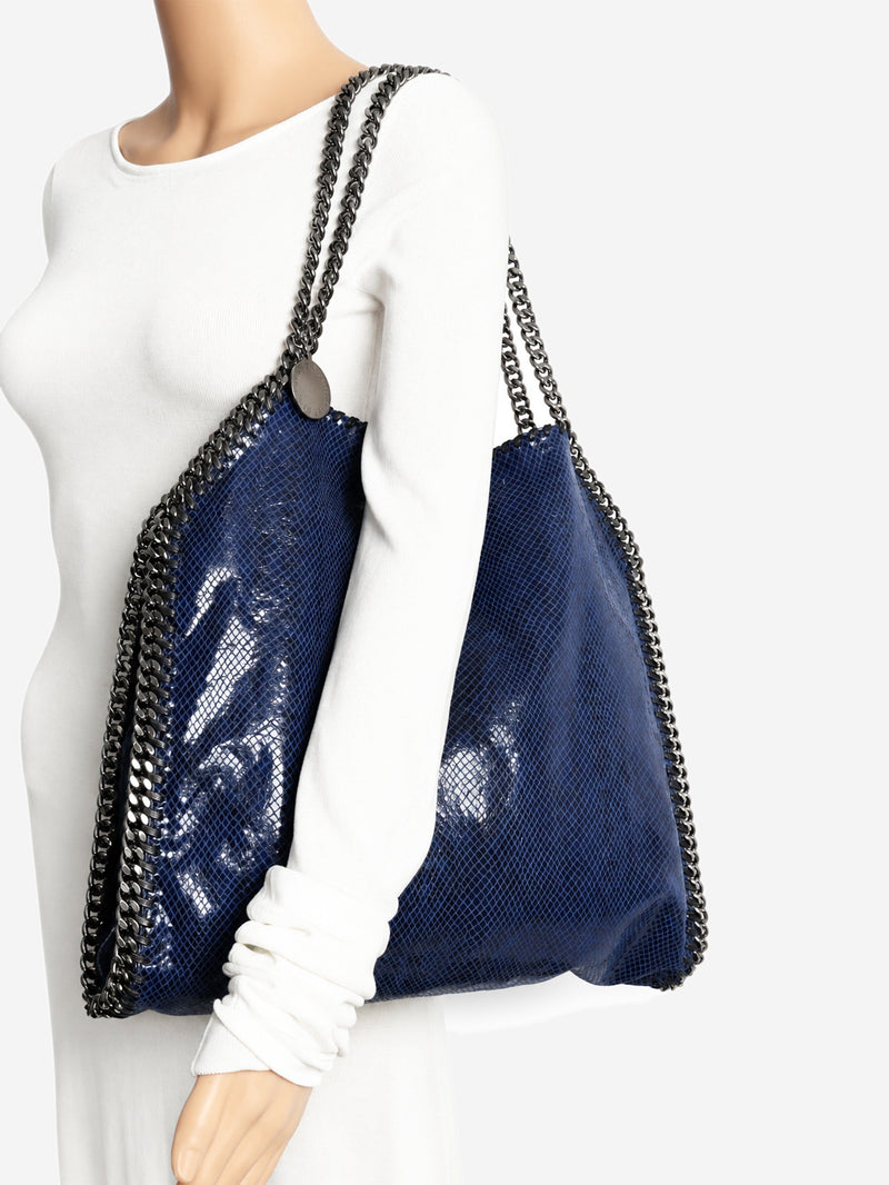 Navy python-effect Falabella tote bag Tote Bags Stella McCartney 