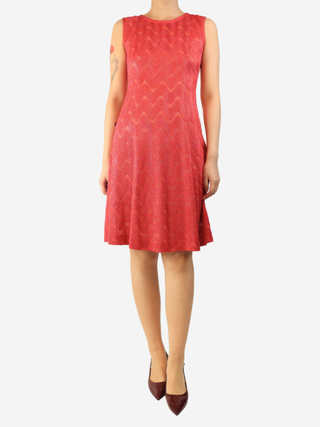 Pink a-line lurex midi dress - size UK 10 product image
