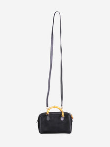Gucci Black Bamboo handle suede bag