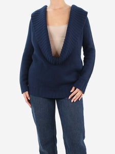 Celine Blue wide-neck cashmere jumper - size S