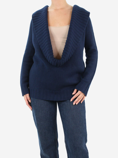 Blue wide-neck cashmere jumper - size S Knitwear Celine 