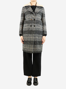 Sandro Grey houndstooth coat - size UK 8