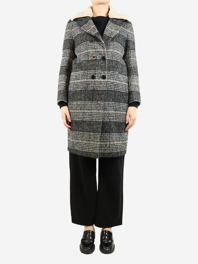 Grey houndstooth coat - size UK 8 Coats & Jackets Sandro 