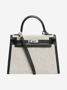 Hermes Ecru and black Kelly II Sellier 28 bag