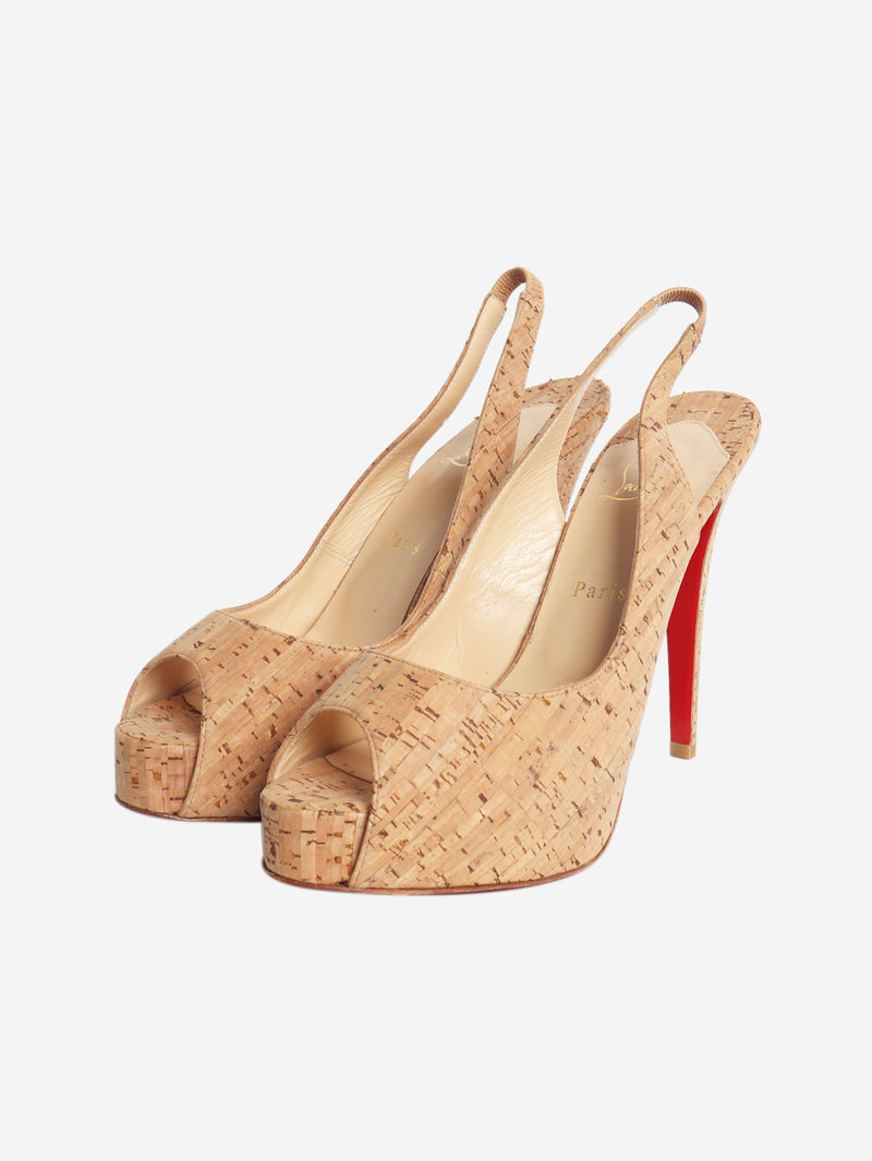 Neutral cork platform sandals - size EU 39.5 (UK 6.5)