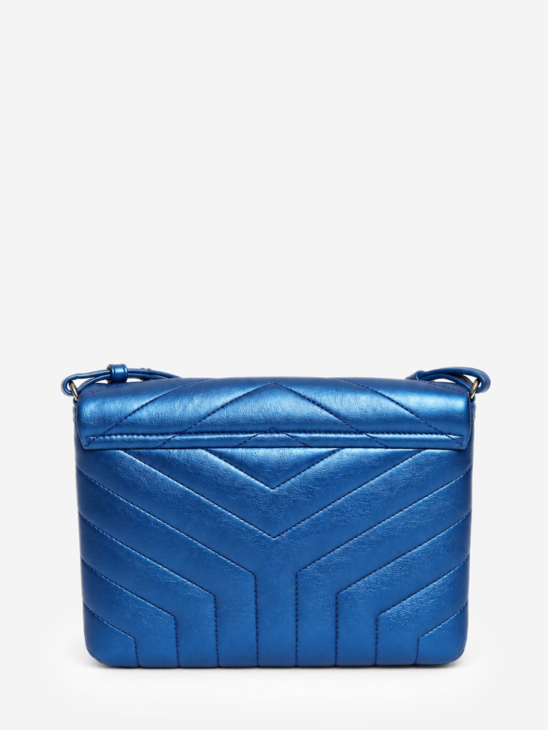 Metallic blue leather Y-quilted Monogram cross-body bag Cross-body Bags Saint Laurent 