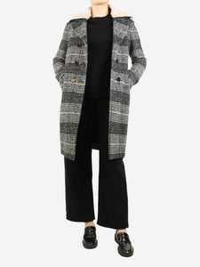 Sandro Grey houndstooth coat - size UK 8