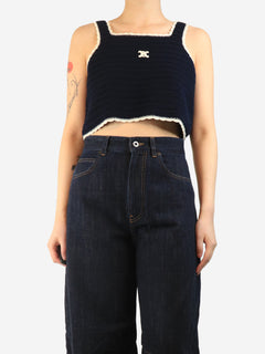 Navy crochet top - size L Tops Celine 