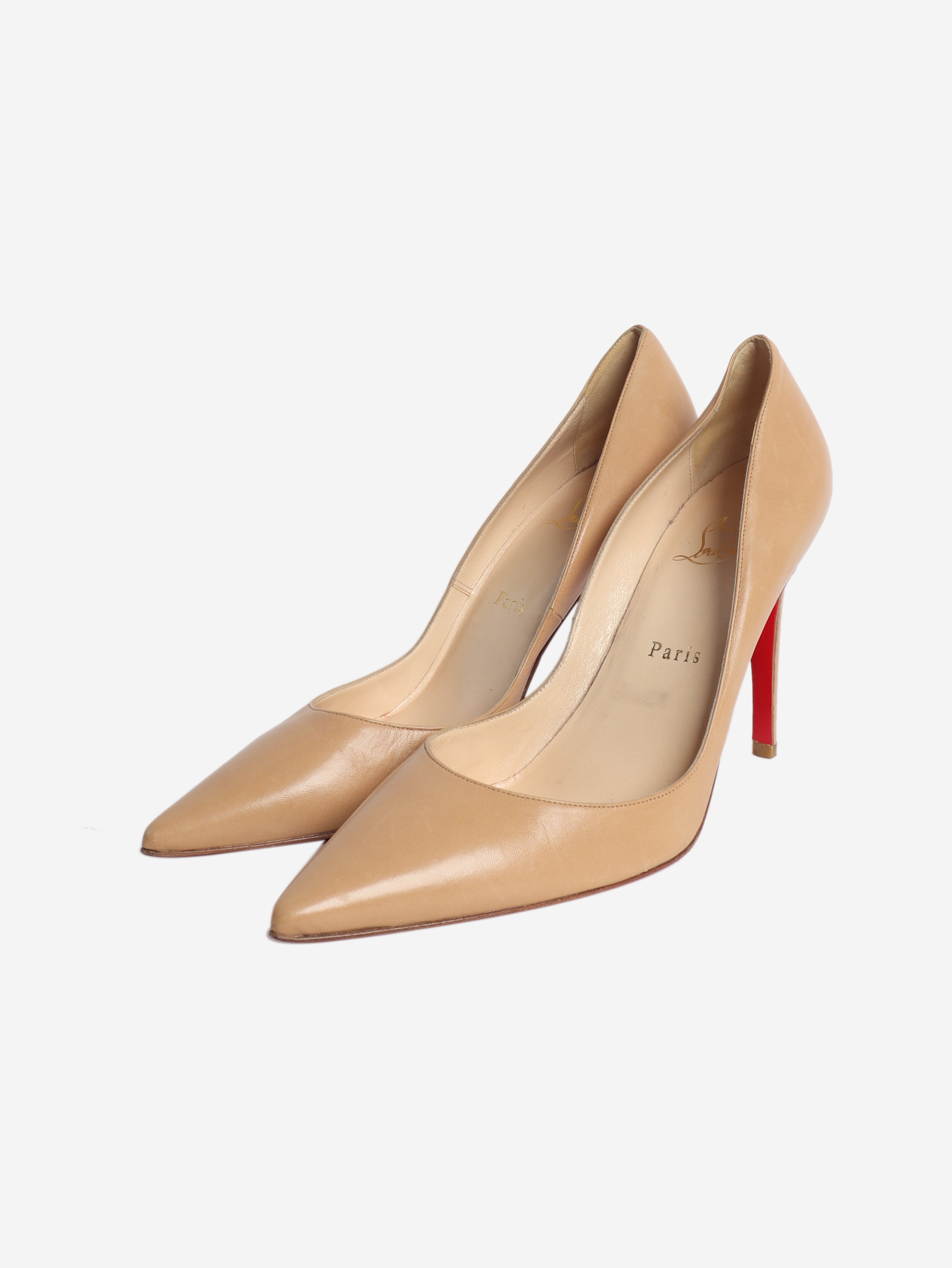 Neutral leather pointed-toe pumps - size EU 49