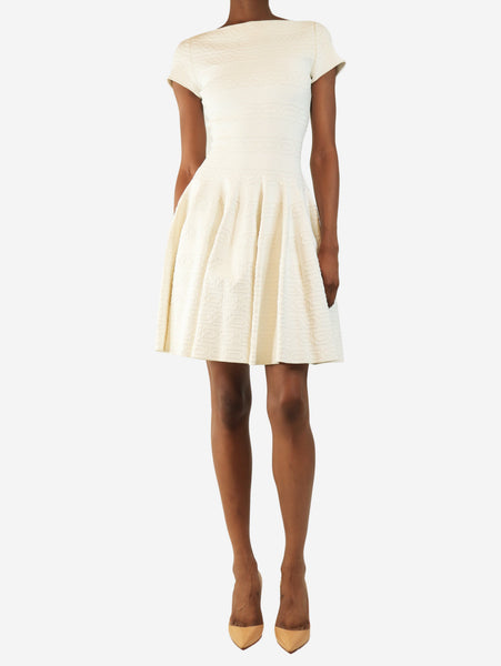 White textured skater dress - size UK 10 product image