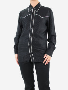 Dries Van Noten Black button-up textured shirt - size UK 20