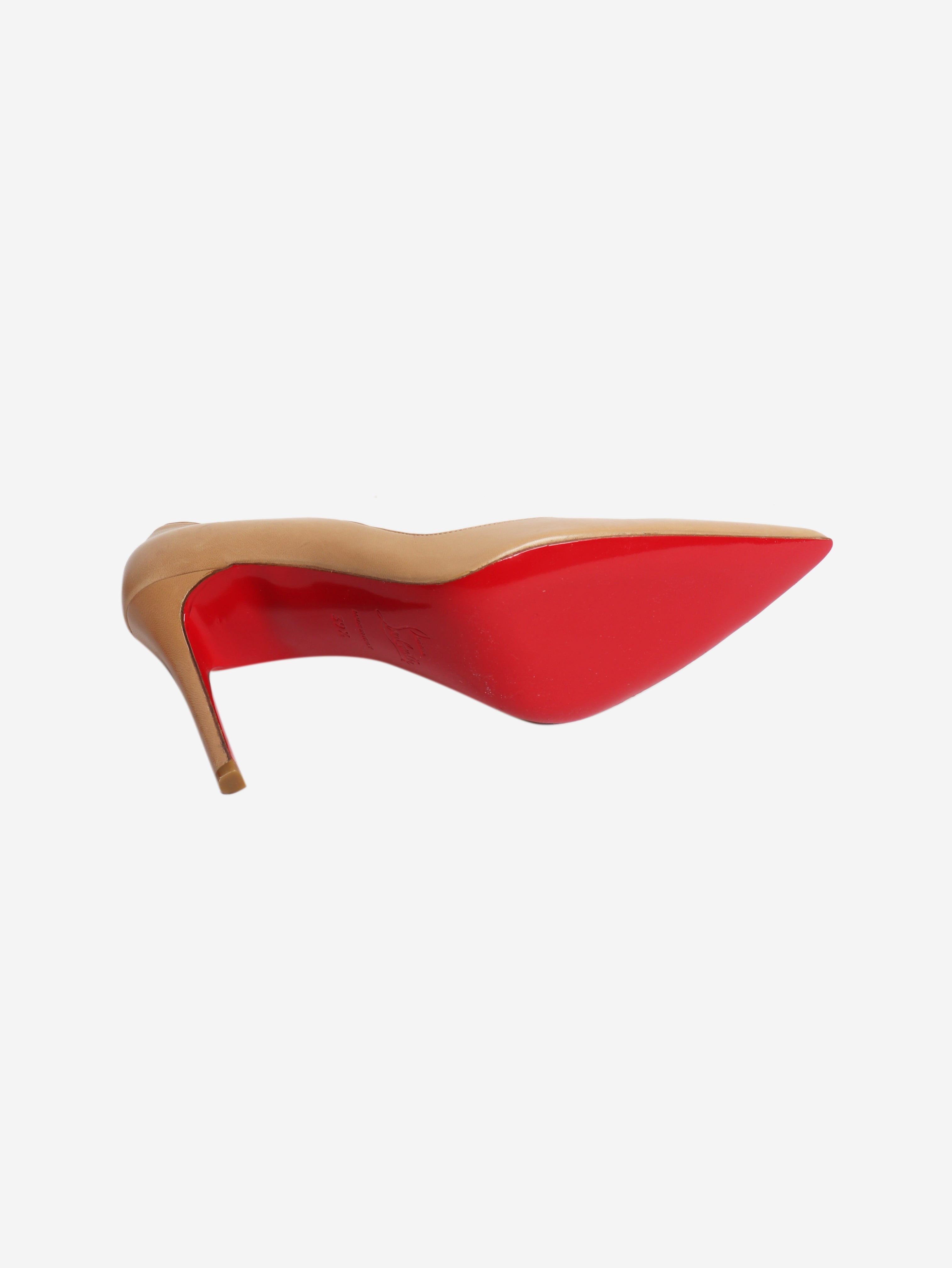 Neutral leather pointed-toe pumps - size EU 49