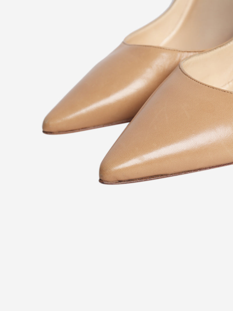 Neutral leather pointed-toe pumps - size EU 49