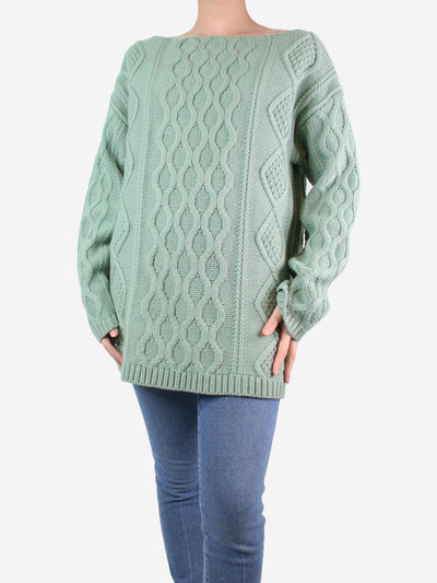 Green oversized cable knit jumper - size S Knitwear self-portrait 