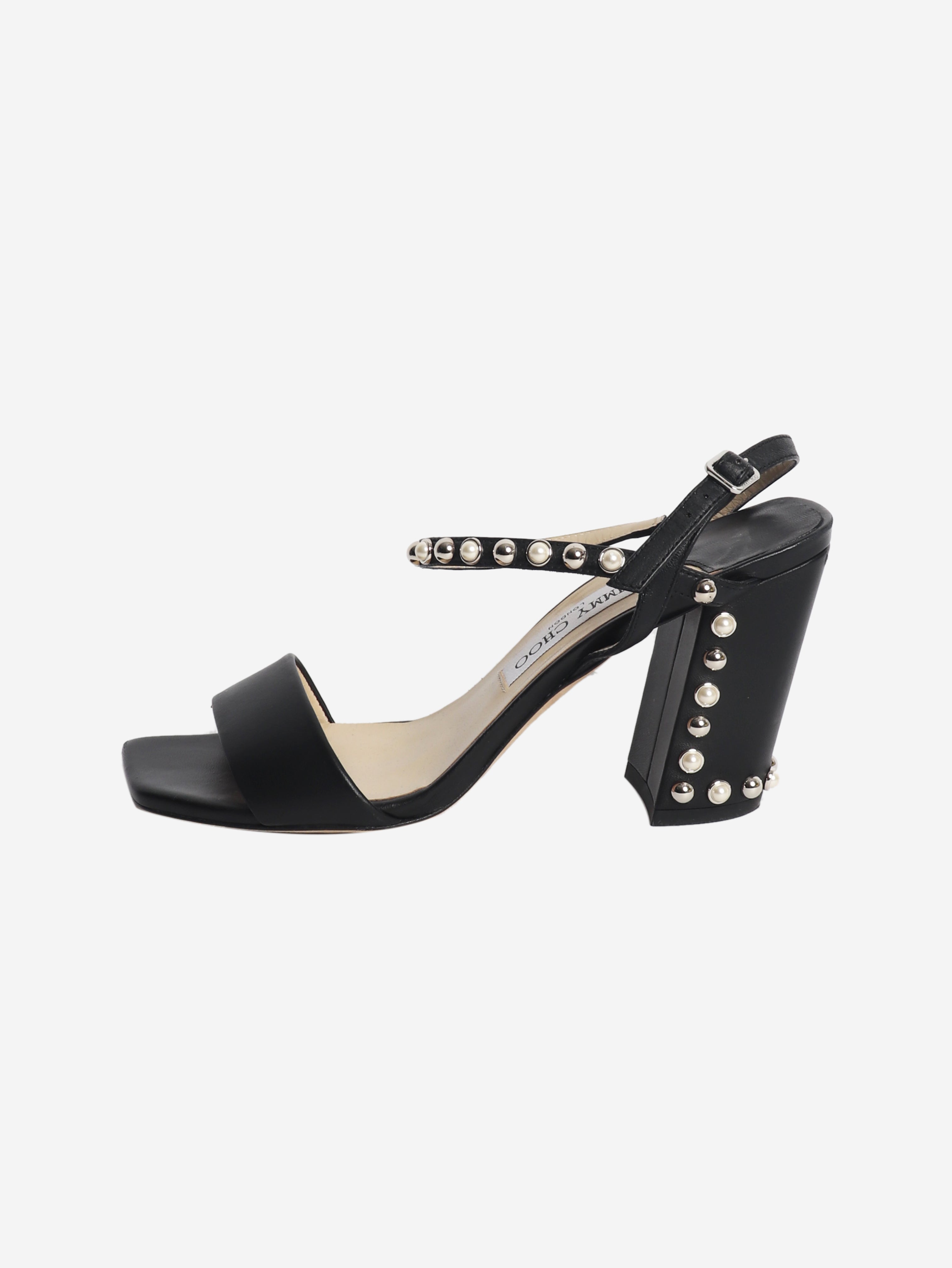 Black studded sandal heels - size EU 39 (UK 6)