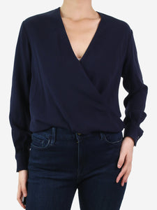 Joseph Blue long-sleeved ruched top - size UK 8