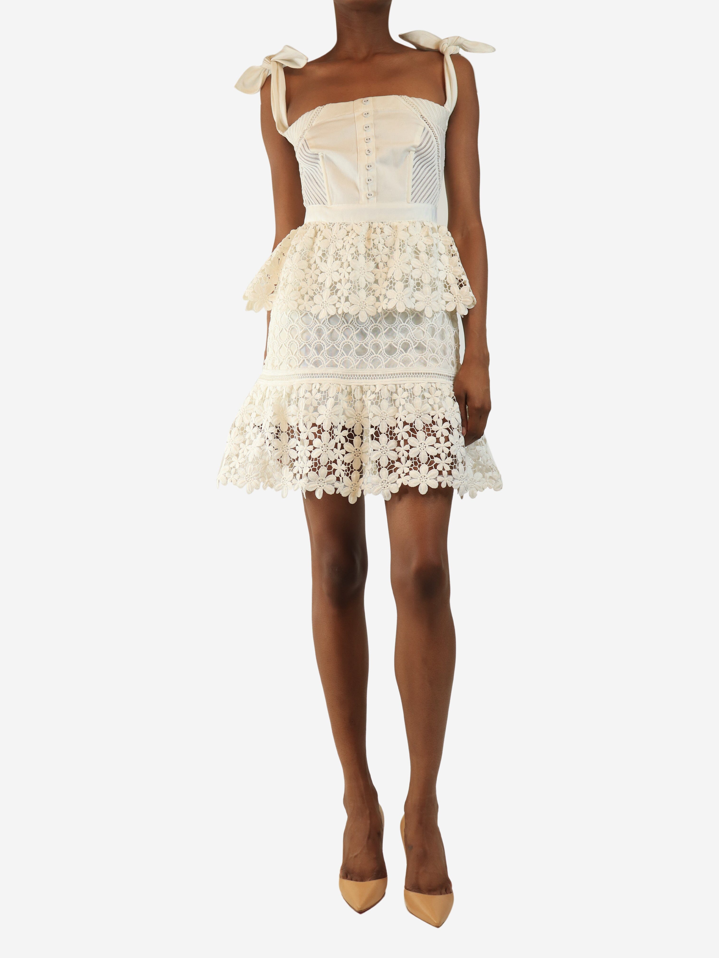 White floral-lace mini dress - size UK 8 Dresses self-portrait 