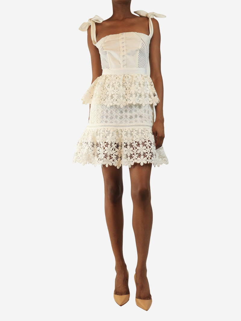 White floral-lace mini dress - size UK 8 Dresses self-portrait 