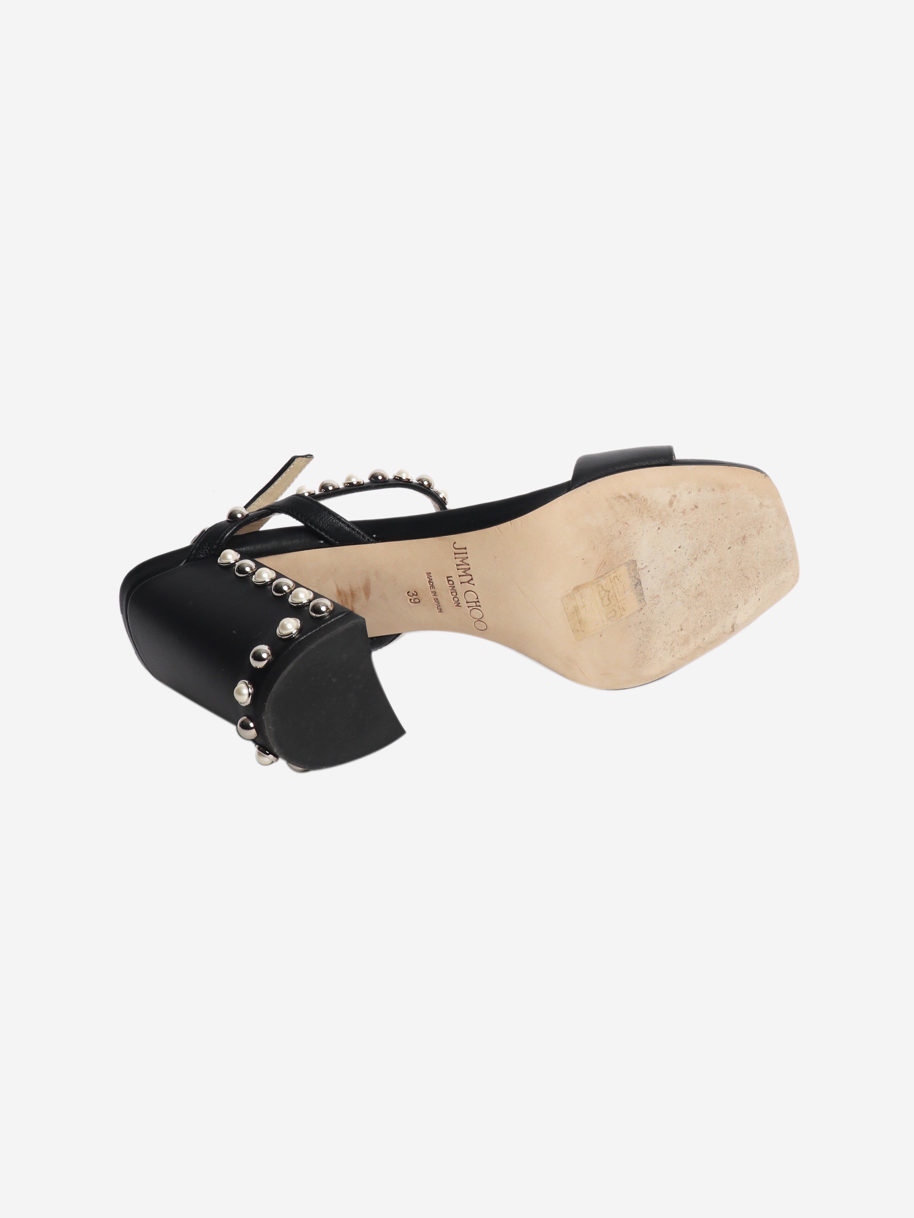 Black studded sandal heels - size EU 39 (UK 6)