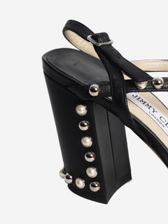 Black studded sandal heels - size EU 39 (UK 6)