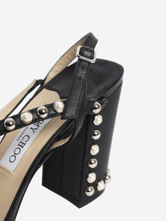 Black studded sandal heels - size EU 39 (UK 6)