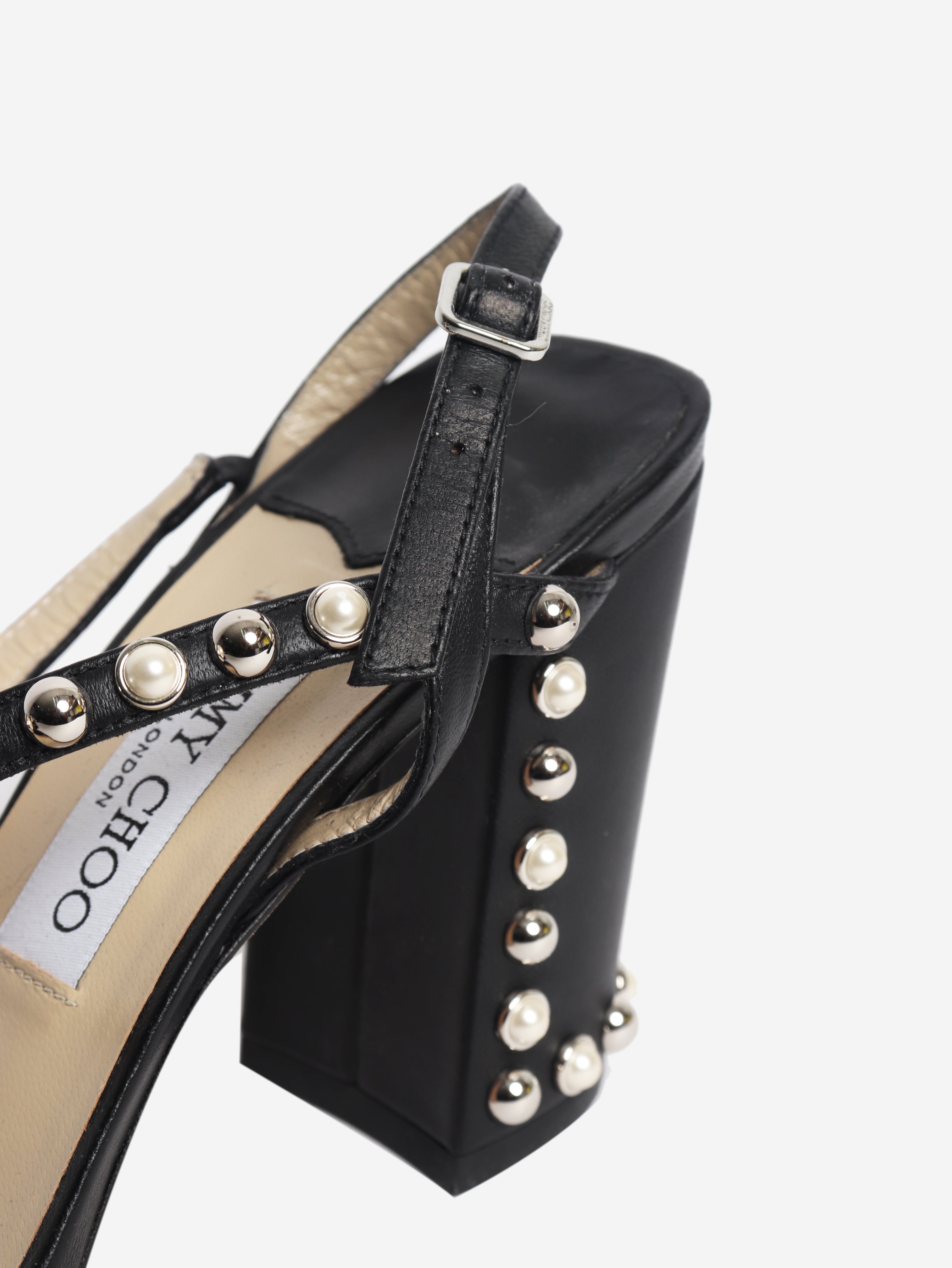 Black studded sandal heels - size EU 39 (UK 6)