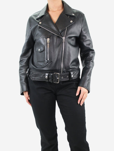 Black leather biker jacket - size UK 8 Coats & Jackets Acne Studios 
