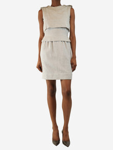 Grey boucle mini dress - size UK 8 Dresses Chanel 