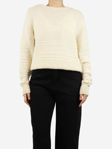 Bally Cream alpaca-blend ribbed jumper - size UK 10