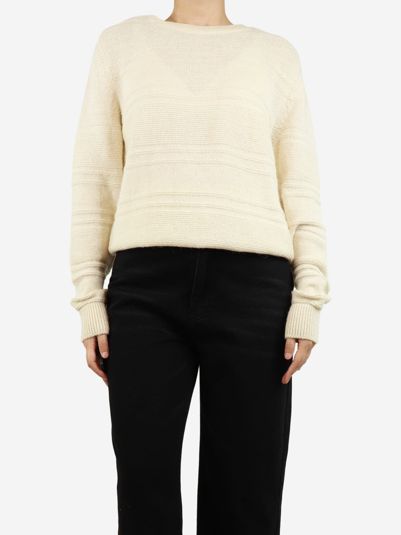Cream alpaca-blend ribbed jumper - size UK 10 Knitwear Bally 