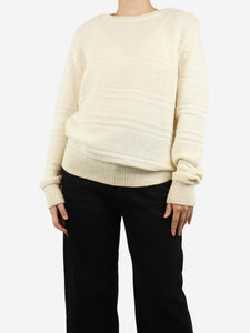 Bally Cream alpaca-blend ribbed jumper - size UK 10