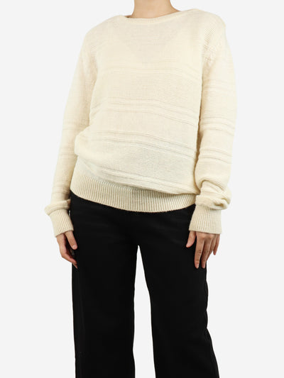 Cream alpaca-blend ribbed jumper - size UK 10 Knitwear Bally 