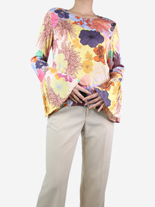 Stine Goya Multicoloured floral printed flare sleeve top - size L