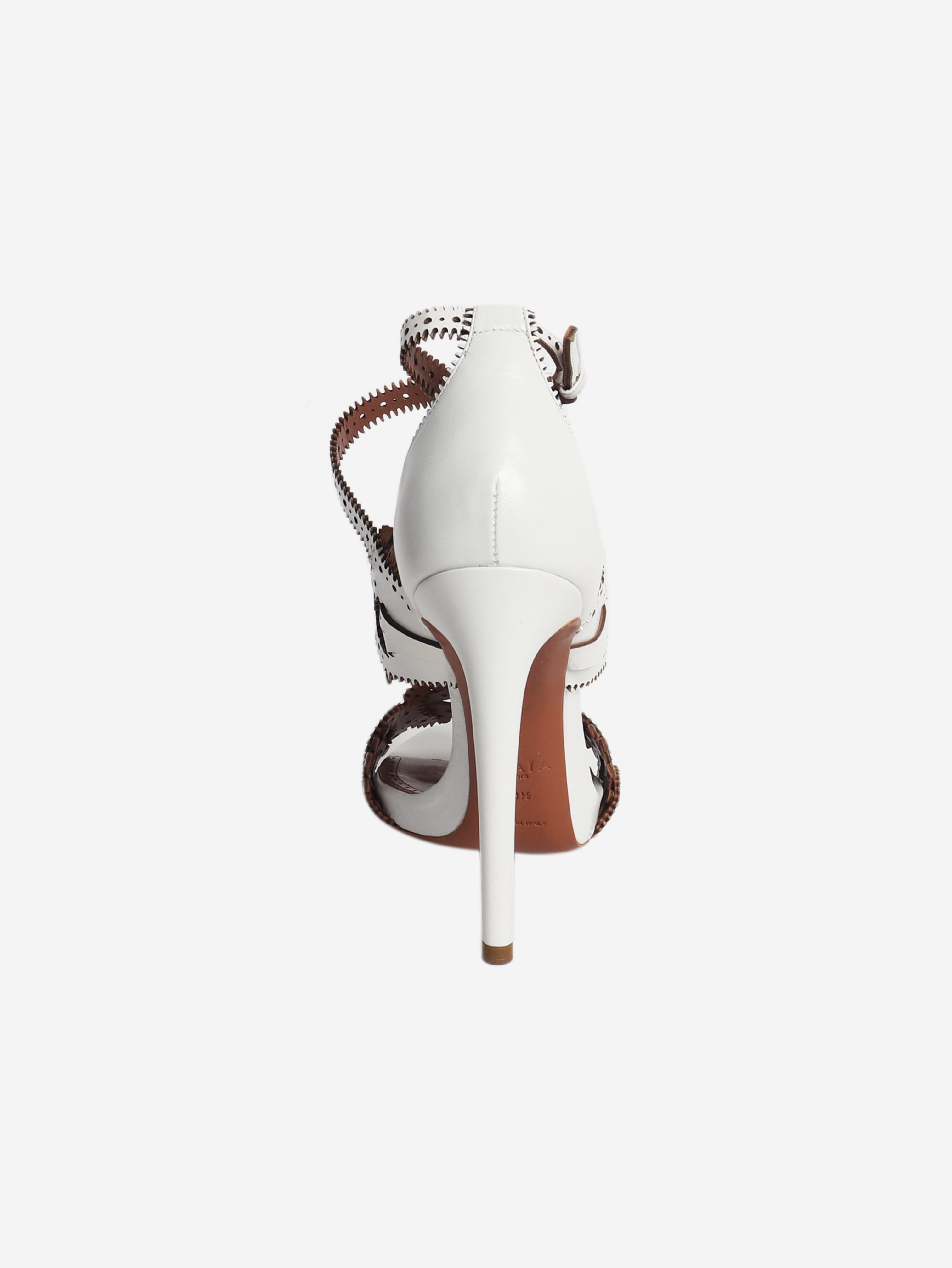 White laser cut leather heels - size EU 38.5 (UK 5.5)