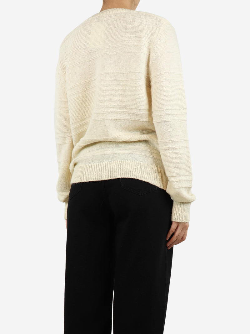 Cream alpaca-blend ribbed jumper - size UK 10 Knitwear Bally 