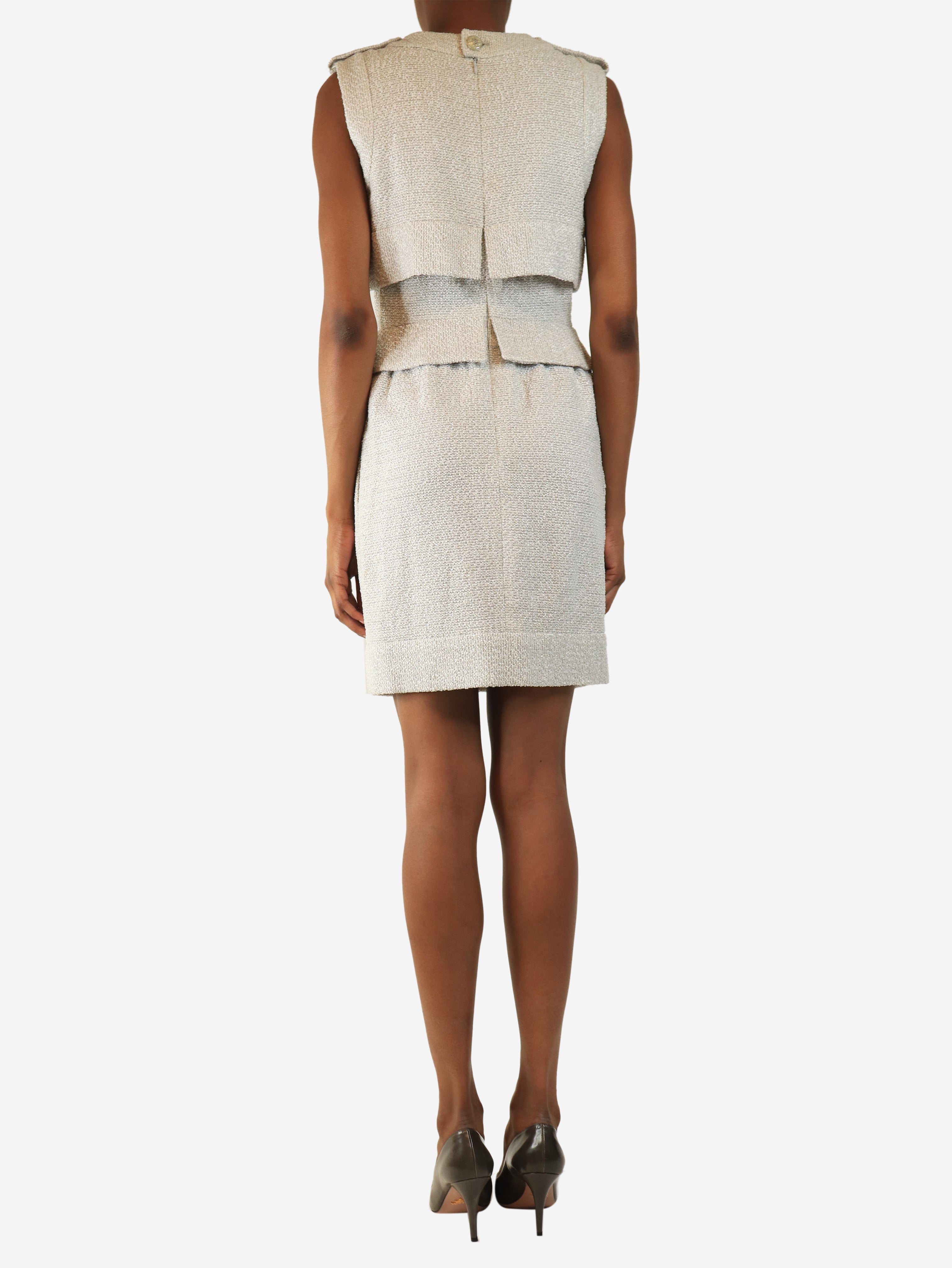 Grey boucle mini dress - size UK 8