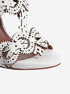 White laser cut leather heels - size EU 38.5 (UK 5.5)