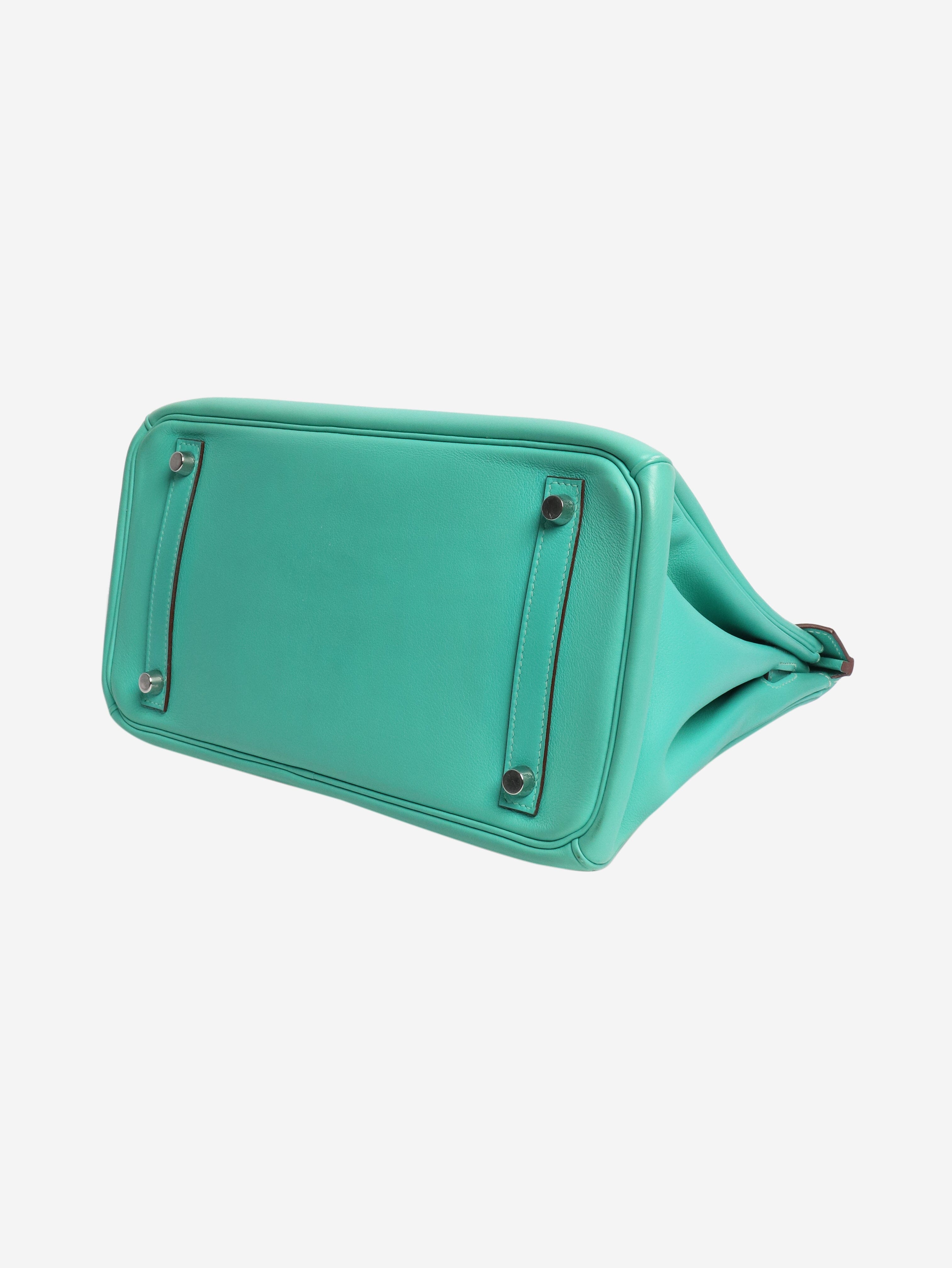 Turquoise 2008 Birkin 30 bag in Swift leather Top Handle Bags Hermes 